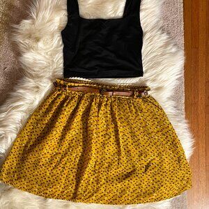 Mossimo Supply Co Yellow Mustard Mini Skirt with Belt. Size S